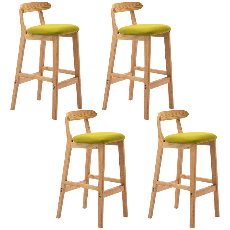 Modern Armless Backrest Counter Stool Rubber Wood Cafe Bar Stool with Seat and Pedal