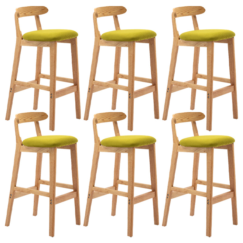 Modern Armless Backrest Counter Stool Rubber Wood Cafe Bar Stool with Seat and Pedal