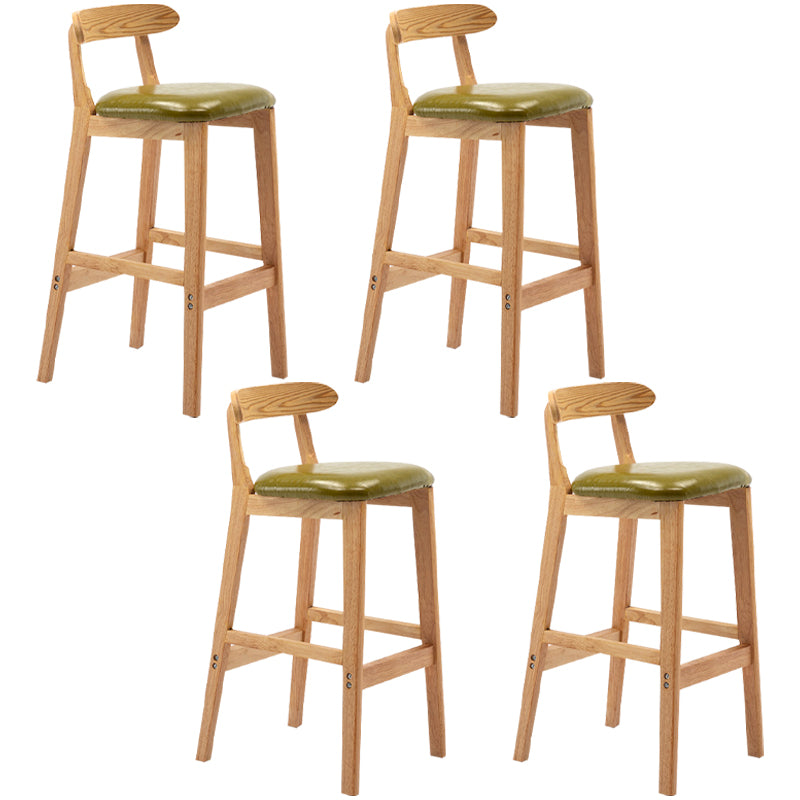 Modern Armless Backrest Counter Stool Rubber Wood Cafe Bar Stool with Seat and Pedal