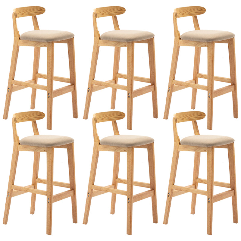 Modern Armless Backrest Counter Stool Rubber Wood Cafe Bar Stool with Seat and Pedal