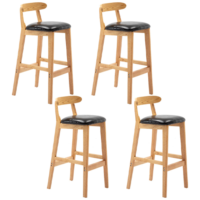Modern Armless Backrest Counter Stool Rubber Wood Cafe Bar Stool with Seat and Pedal