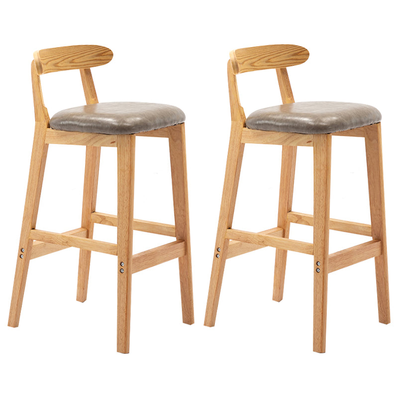 Modern Armless Backrest Counter Stool Rubber Wood Cafe Bar Stool with Seat and Pedal