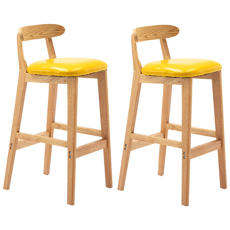 Modern Armless Backrest Counter Stool Rubber Wood Cafe Bar Stool with Seat and Pedal