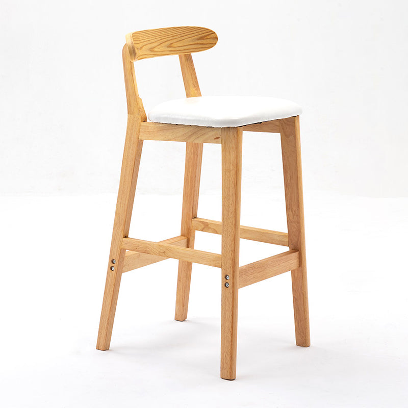 Modern Armless Backrest Counter Stool Rubber Wood Cafe Bar Stool with Seat and Pedal