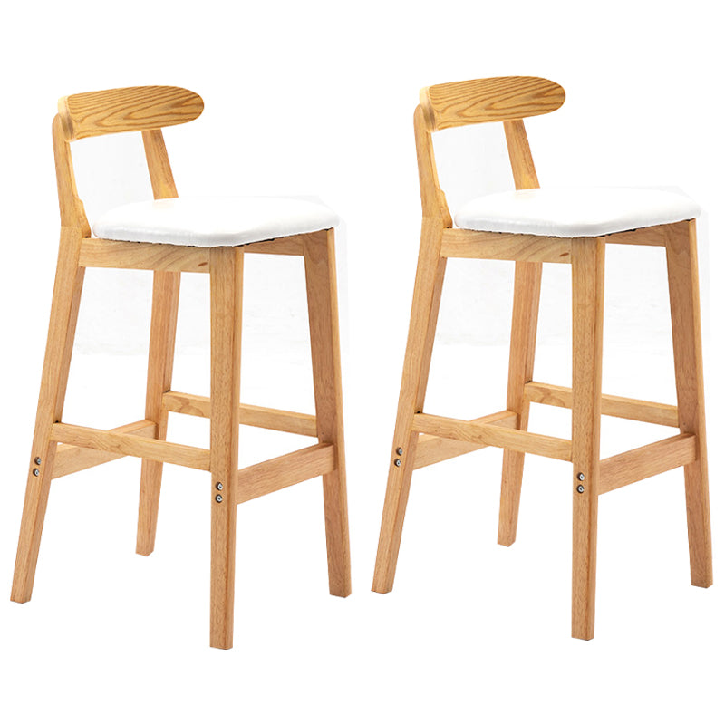 Modern Armless Backrest Counter Stool Rubber Wood Cafe Bar Stool with Seat and Pedal