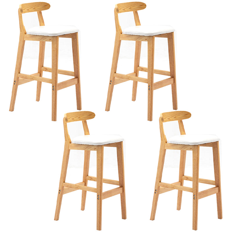 Modern Armless Backrest Counter Stool Rubber Wood Cafe Bar Stool with Seat and Pedal