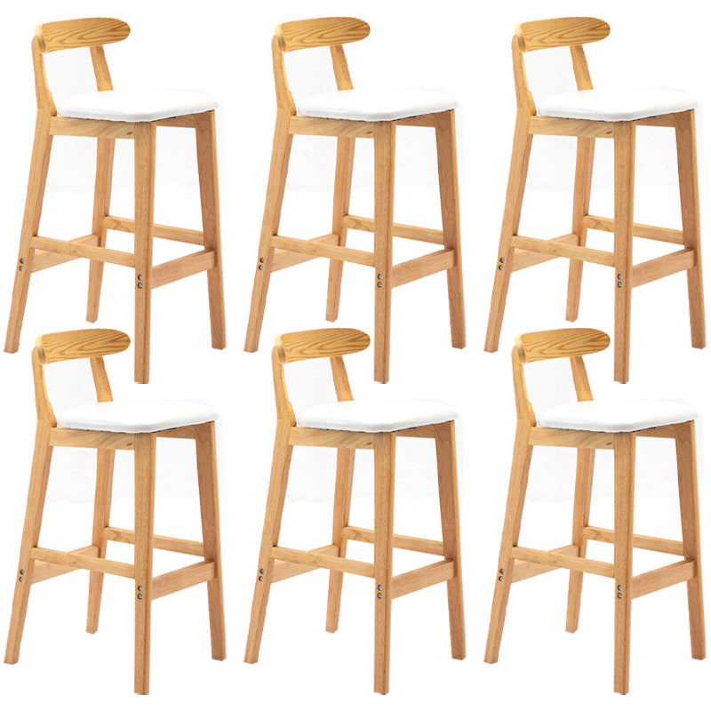 Modern Armless Backrest Counter Stool Rubber Wood Cafe Bar Stool with Seat and Pedal