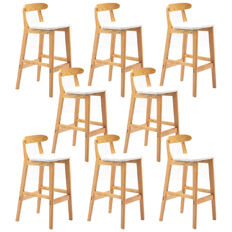 Modern Armless Backrest Counter Stool Rubber Wood Cafe Bar Stool with Seat and Pedal