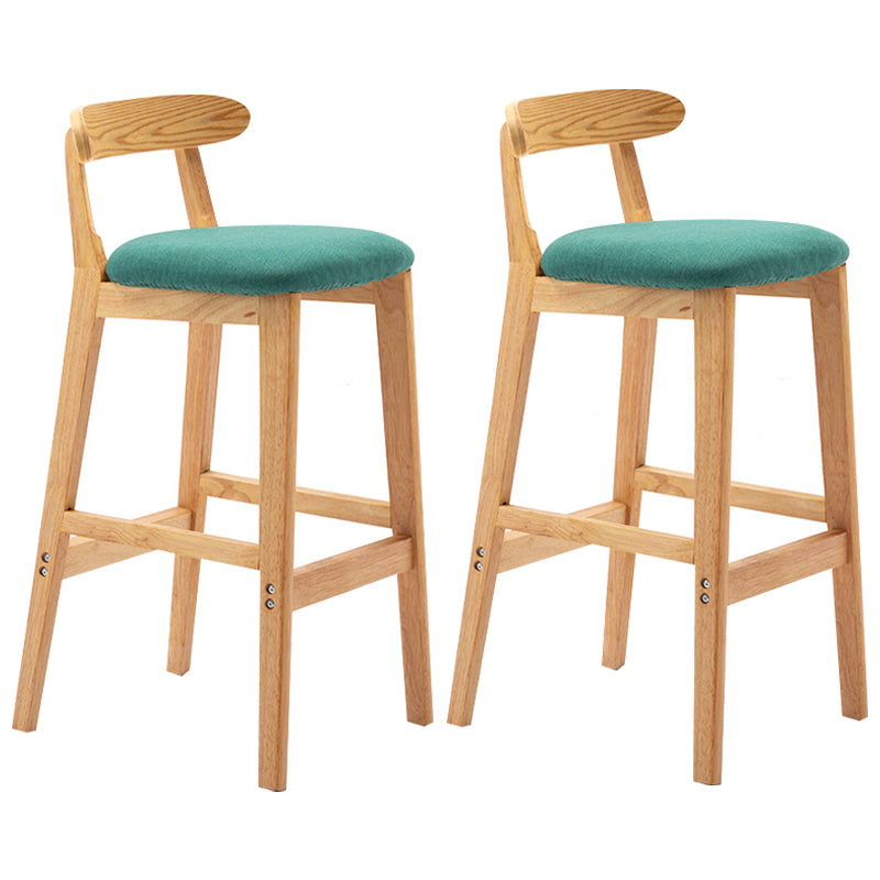 Modern Armless Backrest Counter Stool Rubber Wood Cafe Bar Stool with Seat and Pedal