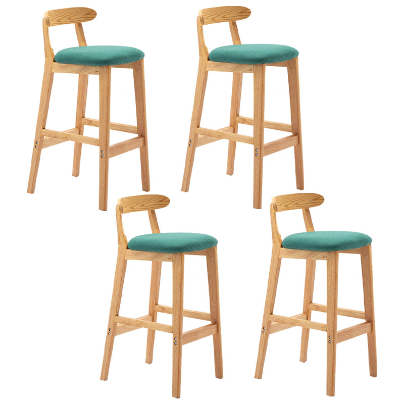 Modern Armless Backrest Counter Stool Rubber Wood Cafe Bar Stool with Seat and Pedal