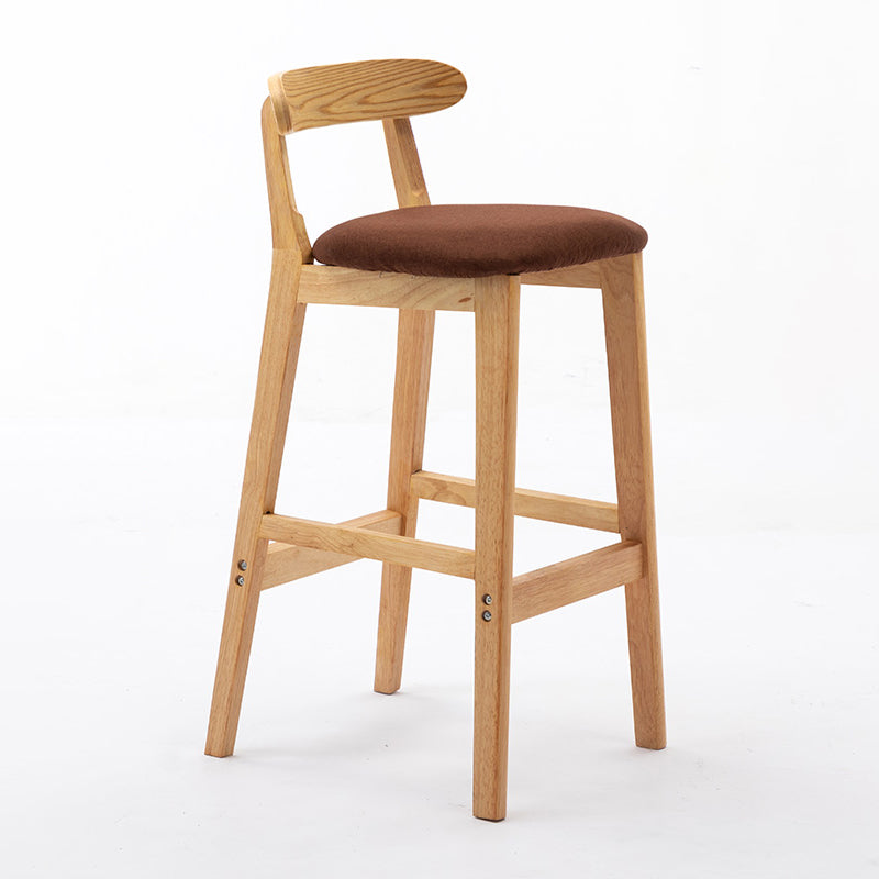 Modern Armless Backrest Counter Stool Rubber Wood Cafe Bar Stool with Seat and Pedal