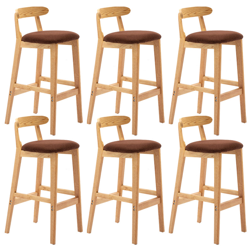 Modern Armless Backrest Counter Stool Rubber Wood Cafe Bar Stool with Seat and Pedal