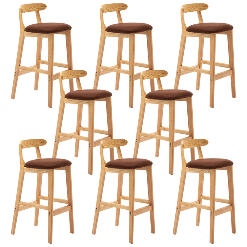 Modern Armless Backrest Counter Stool Rubber Wood Cafe Bar Stool with Seat and Pedal