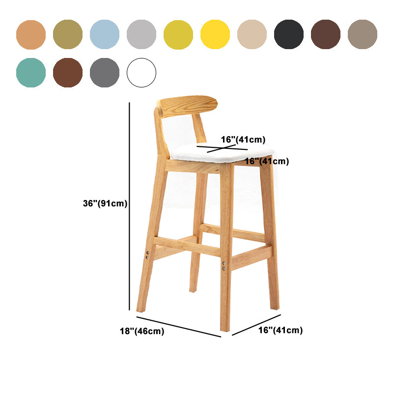 Modern Armless Backrest Counter Stool Rubber Wood Cafe Bar Stool with Seat and Pedal