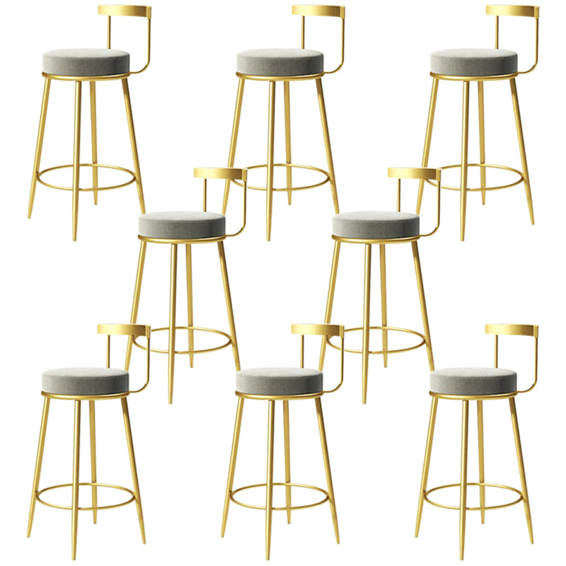 Glam Metal Barstool Velvet Footrest Low BackStool in Matte Finish for Indoor