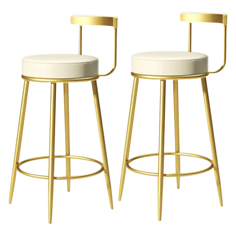 Glam Metal Barstool Velvet Footrest Low BackStool in Matte Finish for Indoor