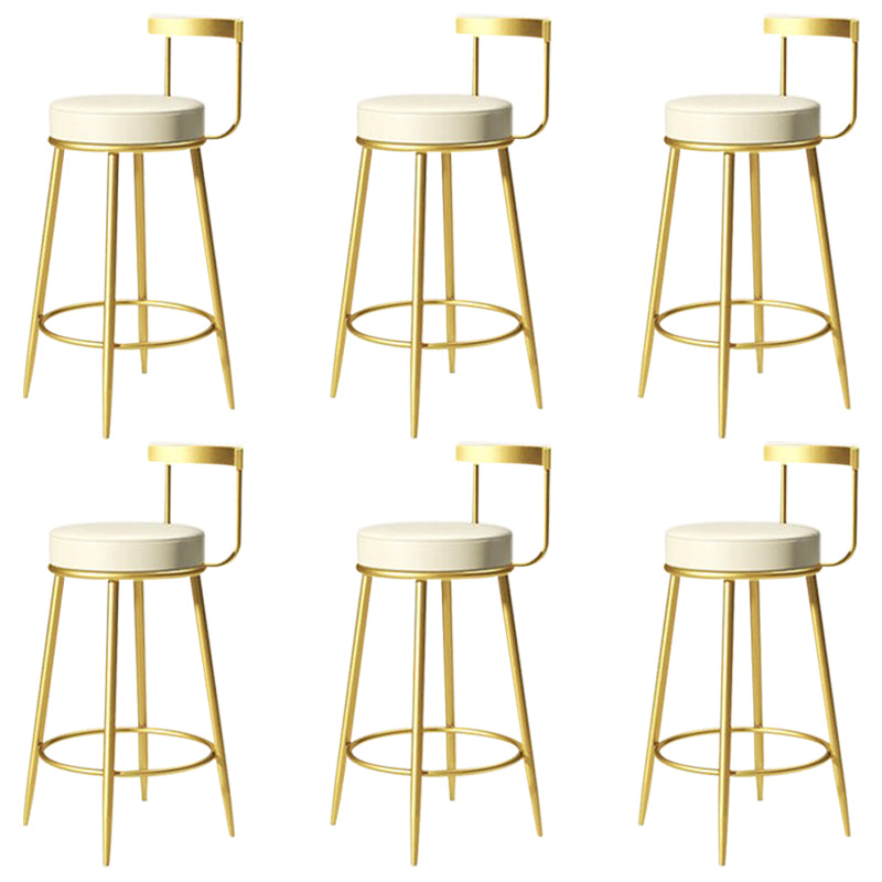 Glam Metal Barstool Velvet Footrest Low BackStool in Matte Finish for Indoor