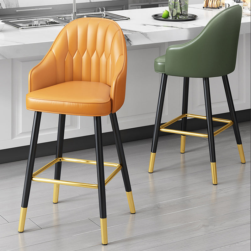 Glam Faux Leather Dining Stool Upholstered Furniture in Matte Finish for Home