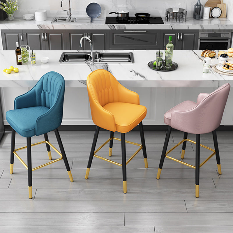 Glam Faux Leather Dining Stool Upholstered Furniture in Matte Finish for Home