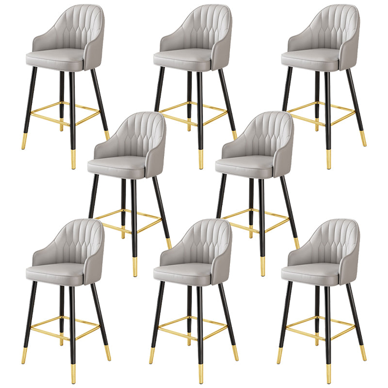 Glam Faux Leather Dining Stool Upholstered Furniture in Matte Finish for Home