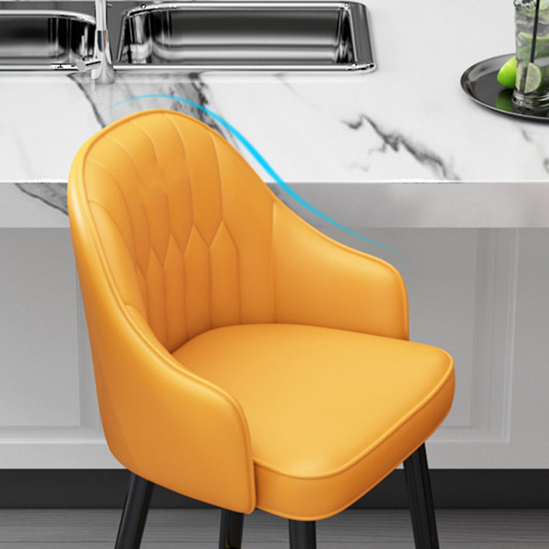 Glam Faux Leather Dining Stool Upholstered Furniture in Matte Finish for Home