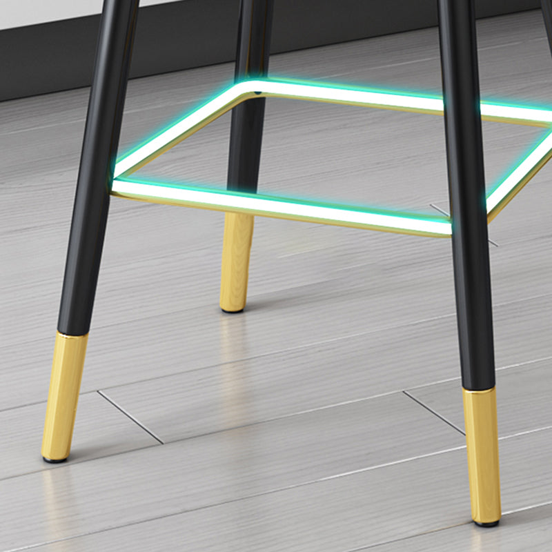 Glam Faux Leather Dining Stool Upholstered Furniture in Matte Finish for Home