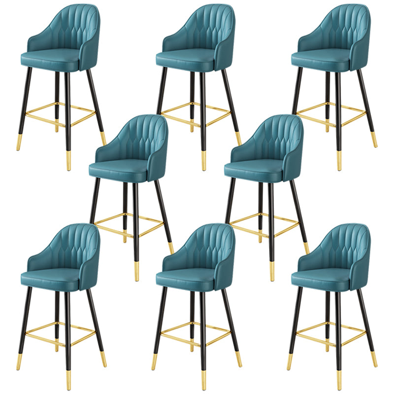 Glam Faux Leather Dining Stool Upholstered Furniture in Matte Finish for Home