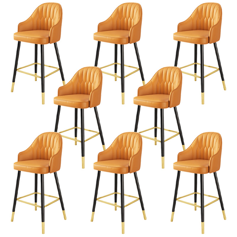 Glam Faux Leather Dining Stool Upholstered Furniture in Matte Finish for Home