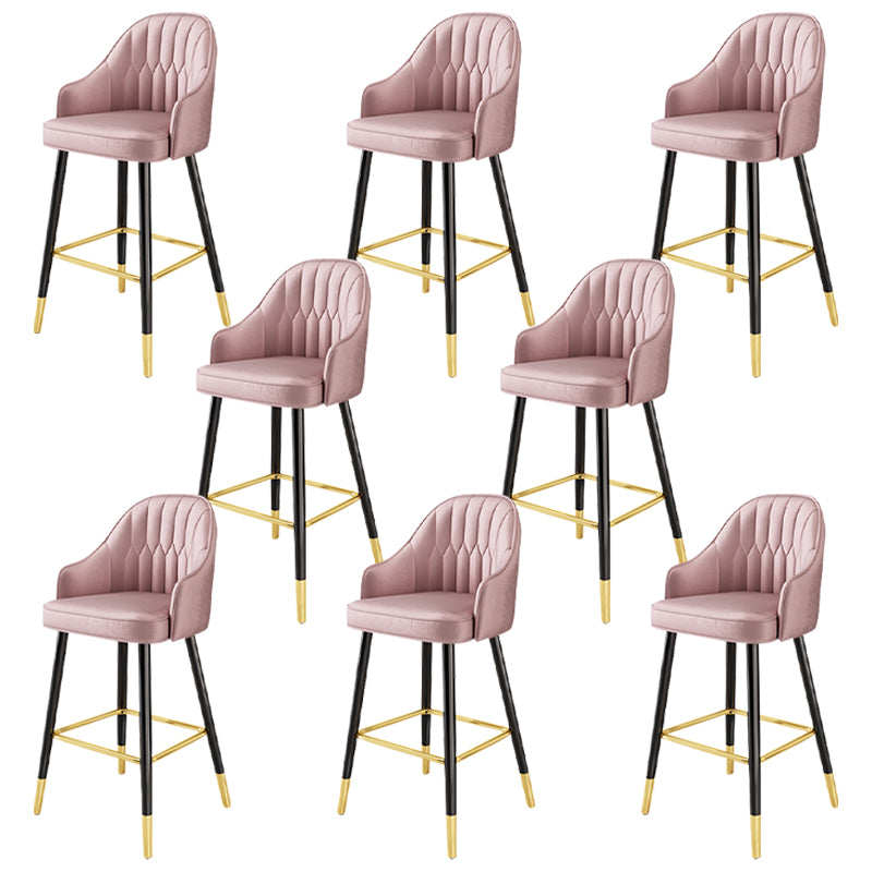 Glam Faux Leather Dining Stool Upholstered Furniture in Matte Finish for Home