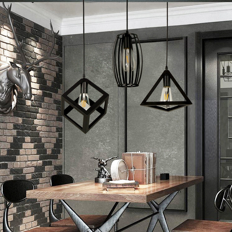 Geometric Island Light Industrial Hanging Lighting Fixture for Dining Room