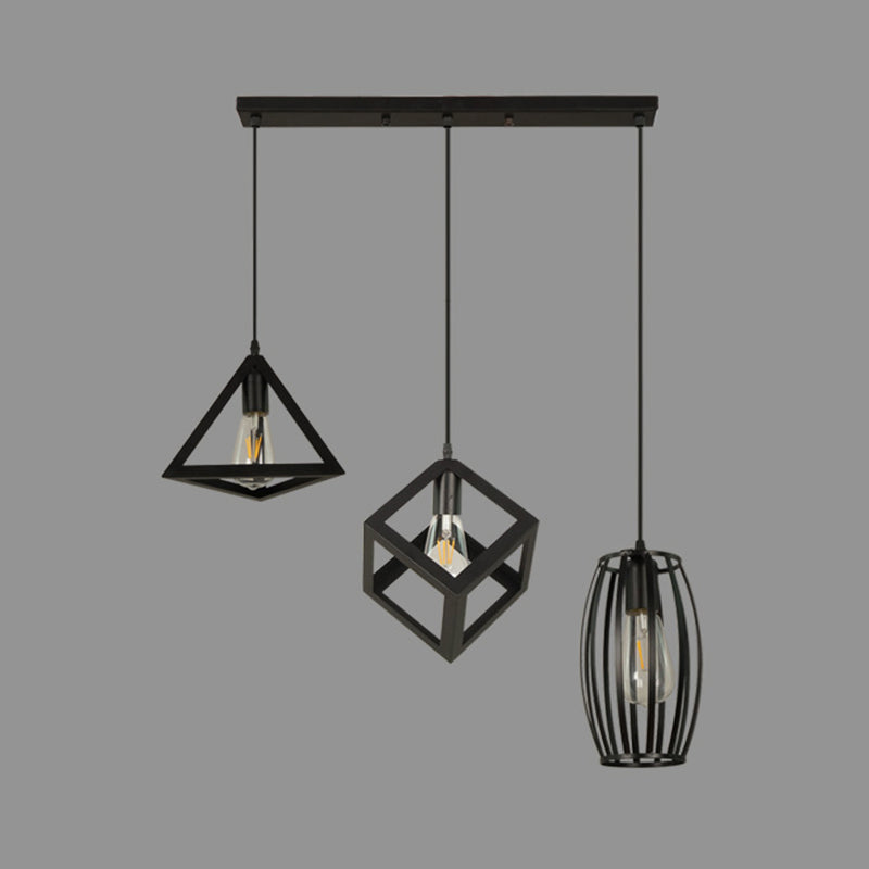 Geometric Island Light Industrial Hanging Lighting Fixture for Dining Room
