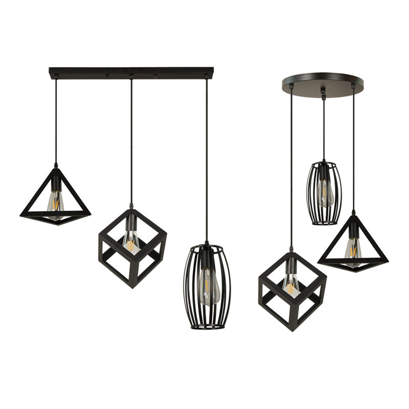 Geometric Island Light Industrial Hanging Lighting Fixture for Dining Room