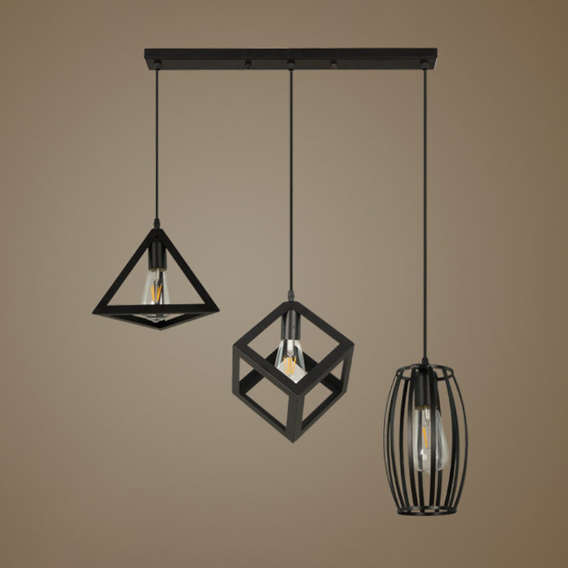 Geometric Island Light Industrial Hanging Lighting Fixture for Dining Room