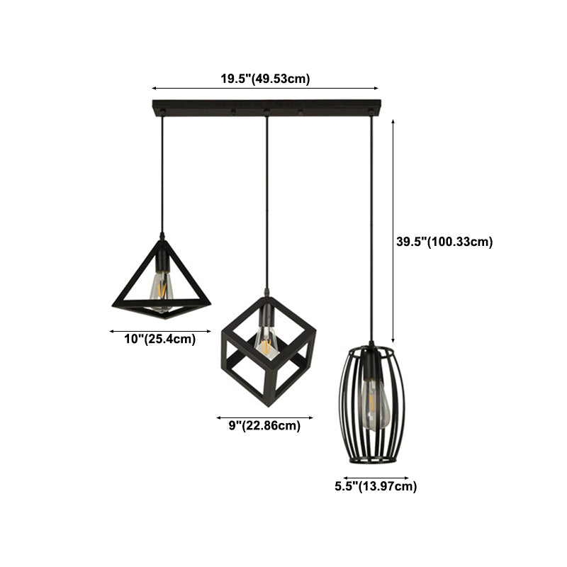 Geometric Island Light Industrial Hanging Lighting Fixture for Dining Room
