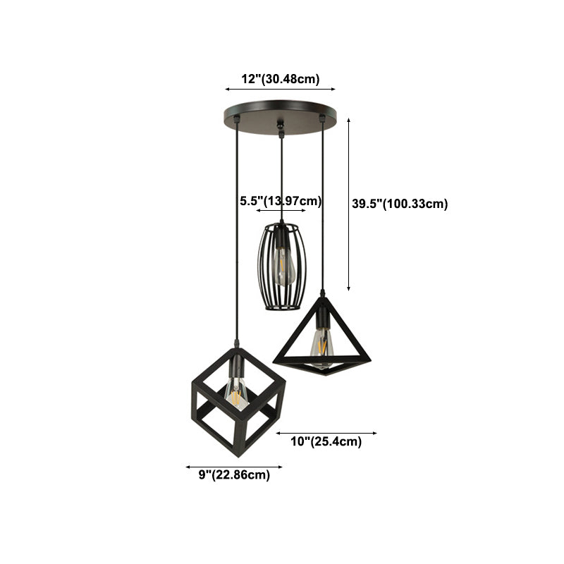 Geometric Island Light Industrial Hanging Lighting Fixture for Dining Room