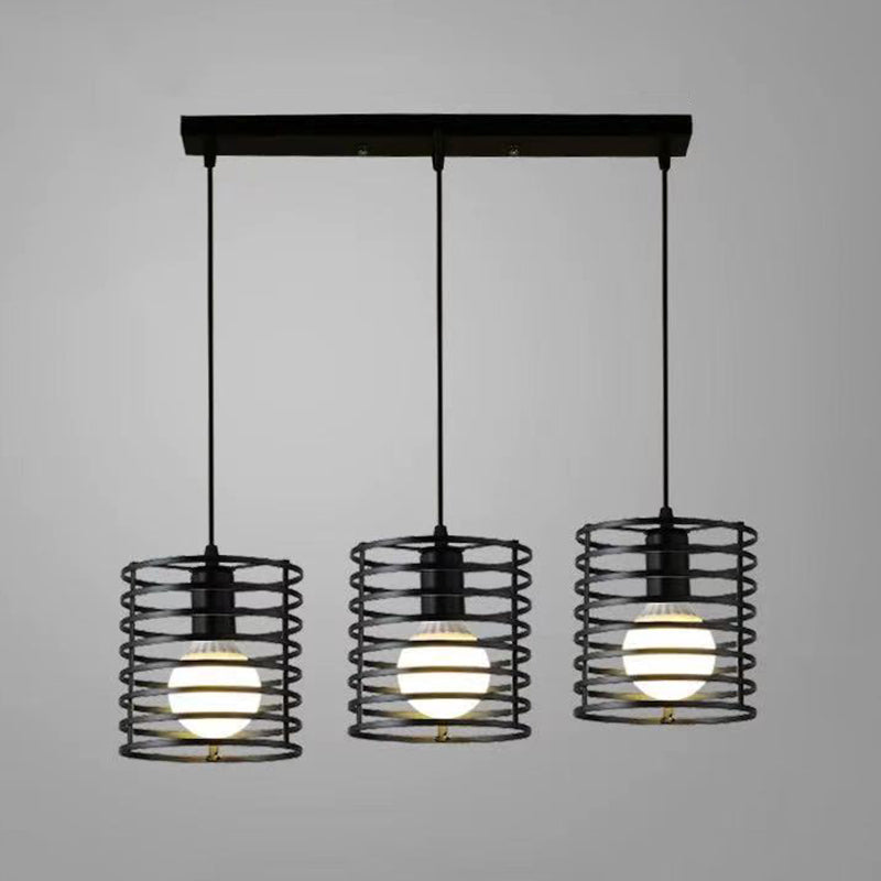 Simple Cage Hanging Island Light Industrial Hanging Lighting Fixture for Dining Room