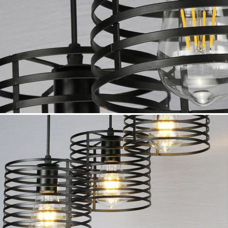 Simple Cage Hanging Island Light Industrial Hanging Lighting Fixture for Dining Room