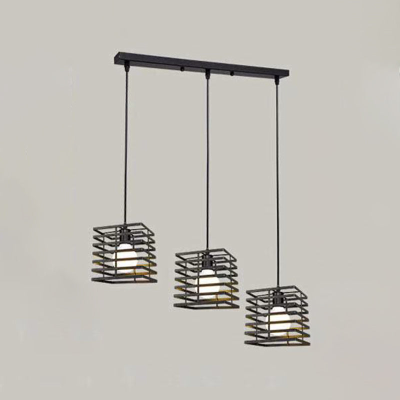 Simple Cage Hanging Island Light Industrial Hanging Lighting Fixture for Dining Room