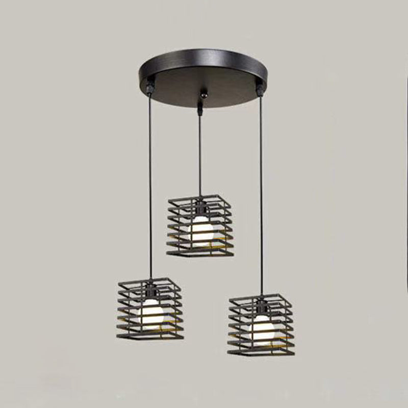 Simple Cage Hanging Island Light Industrial Hanging Lighting Fixture for Dining Room