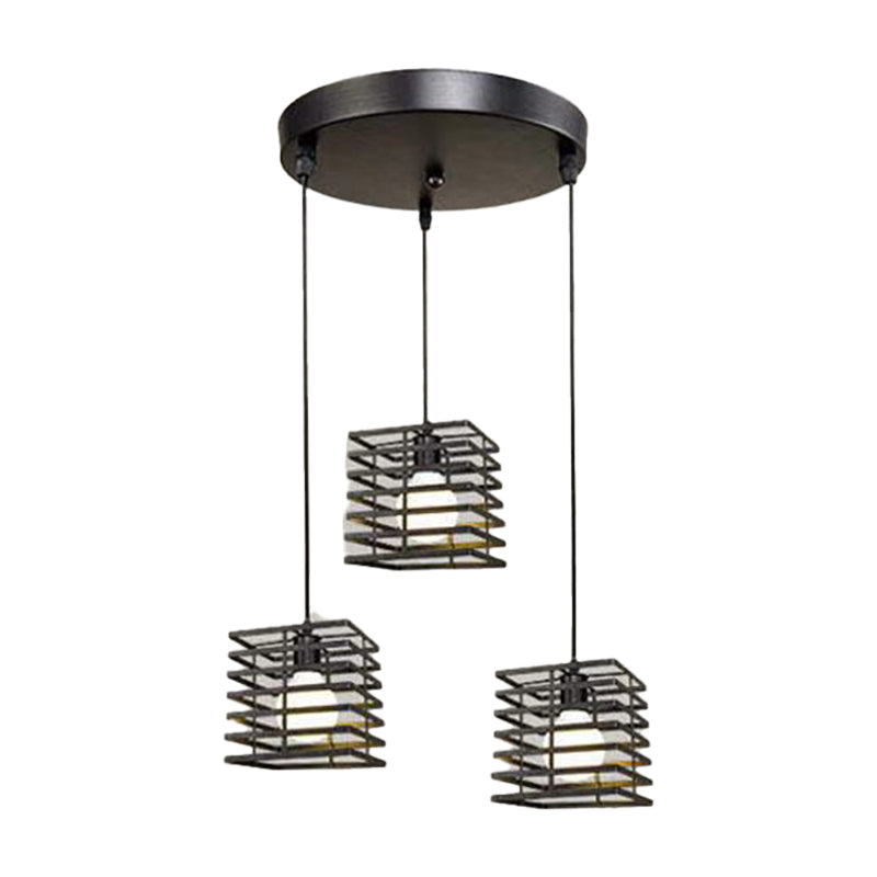 Simple Cage Hanging Island Light Industrial Hanging Lighting Fixture for Dining Room