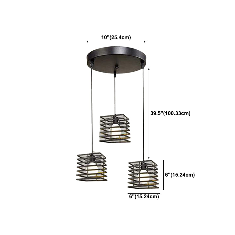 Simple Cage Hanging Island Light Industrial Hanging Lighting Fixture for Dining Room