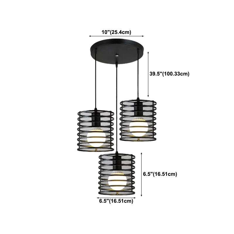 Simple Cage Hanging Island Light Industrial Hanging Lighting Fixture for Dining Room