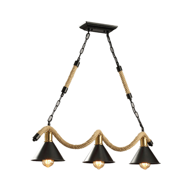 Hemp Rope Hanging Island Light Industrial Hanging Lighting Fixture for Dining Room