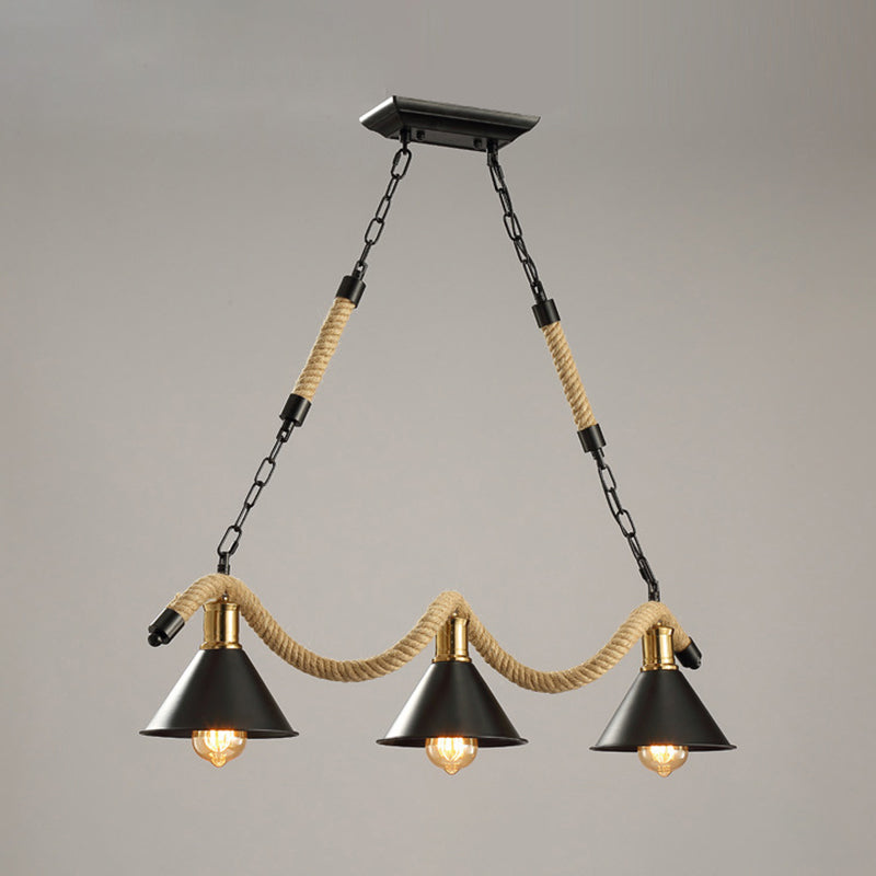 Hemp Rope Hanging Island Light Industrial Hanging Lighting Fixture for Dining Room