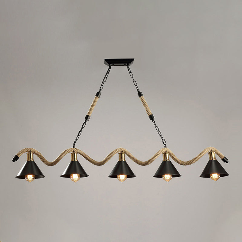 Hemp Rope Hanging Island Light Industrial Hanging Lighting Fixture for Dining Room