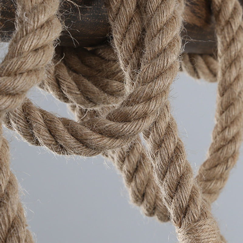Hemp Rope Hanging Island Light Industrial Hanging Lighting Fixture for Dining Room
