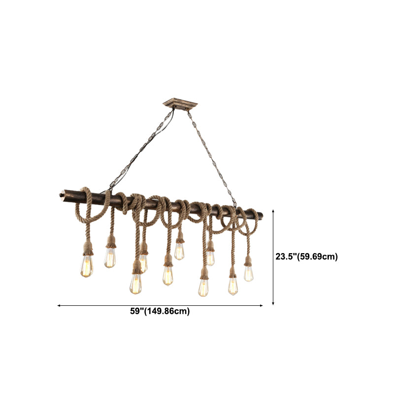 Hemp Rope Hanging Island Light Industrial Hanging Lighting Fixture for Dining Room