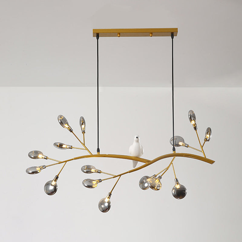 Nordic Style Iron Hanging Lamp Branch Shape Island Light Fixture for Bar (Included Bird)