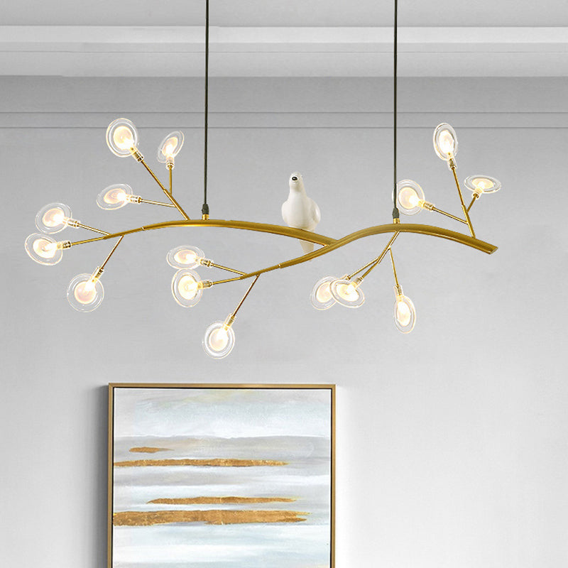 Nordic Style Iron Hanging Lamp Branch Shape Island Light Fixture for Bar (Included Bird)