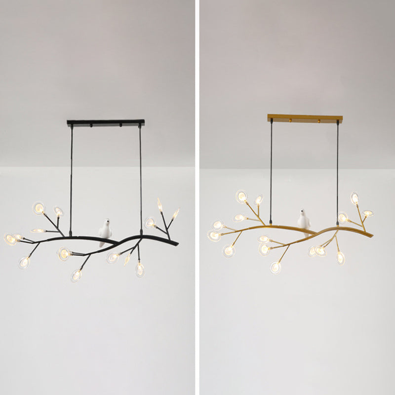 Nordic Style Iron Hanging Lamp Branch Shape Island Light Fixture for Bar (Included Bird)
